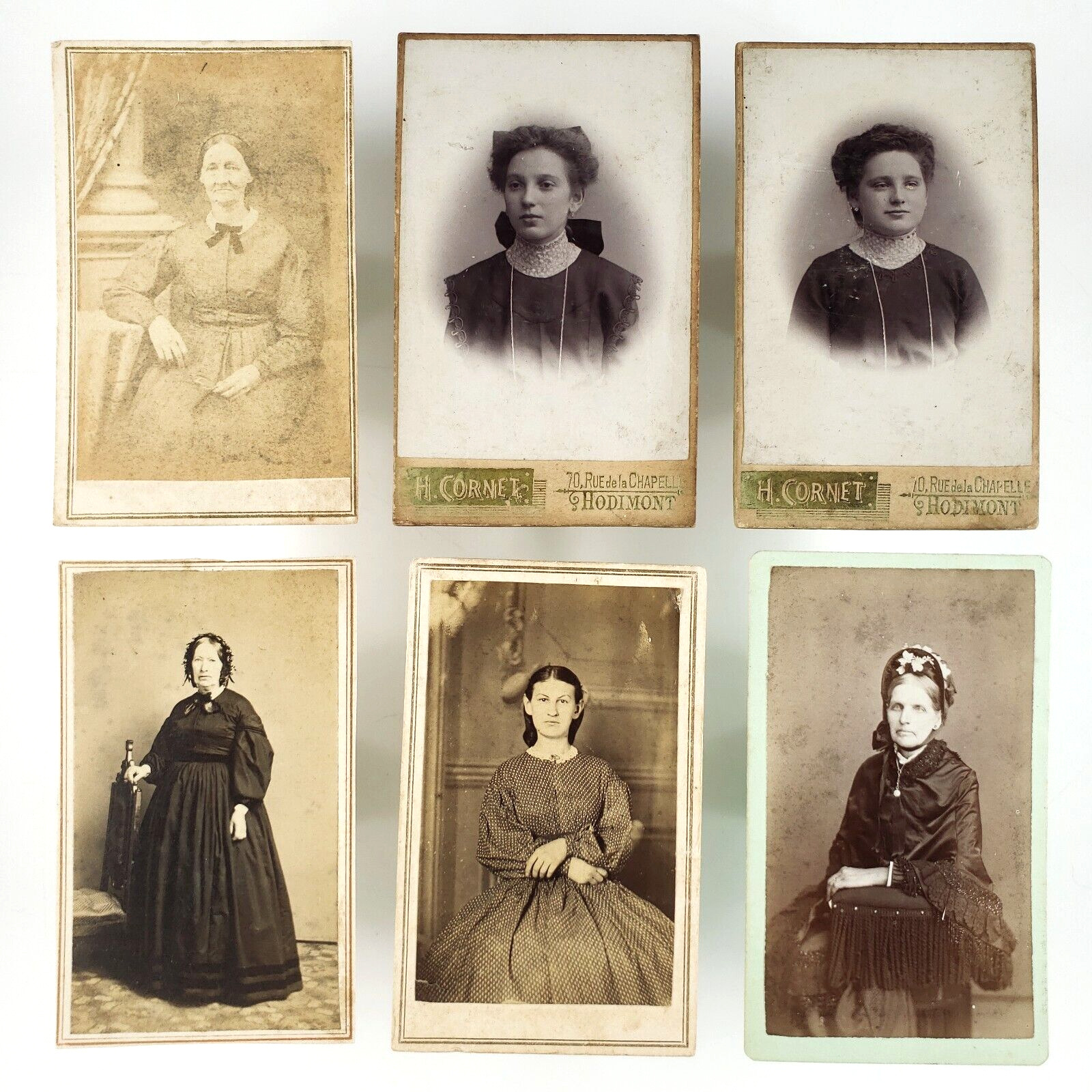 CDV Photo Lot of 6 Women & Girls | Including Civil War Tax Revenue Stamp C3136