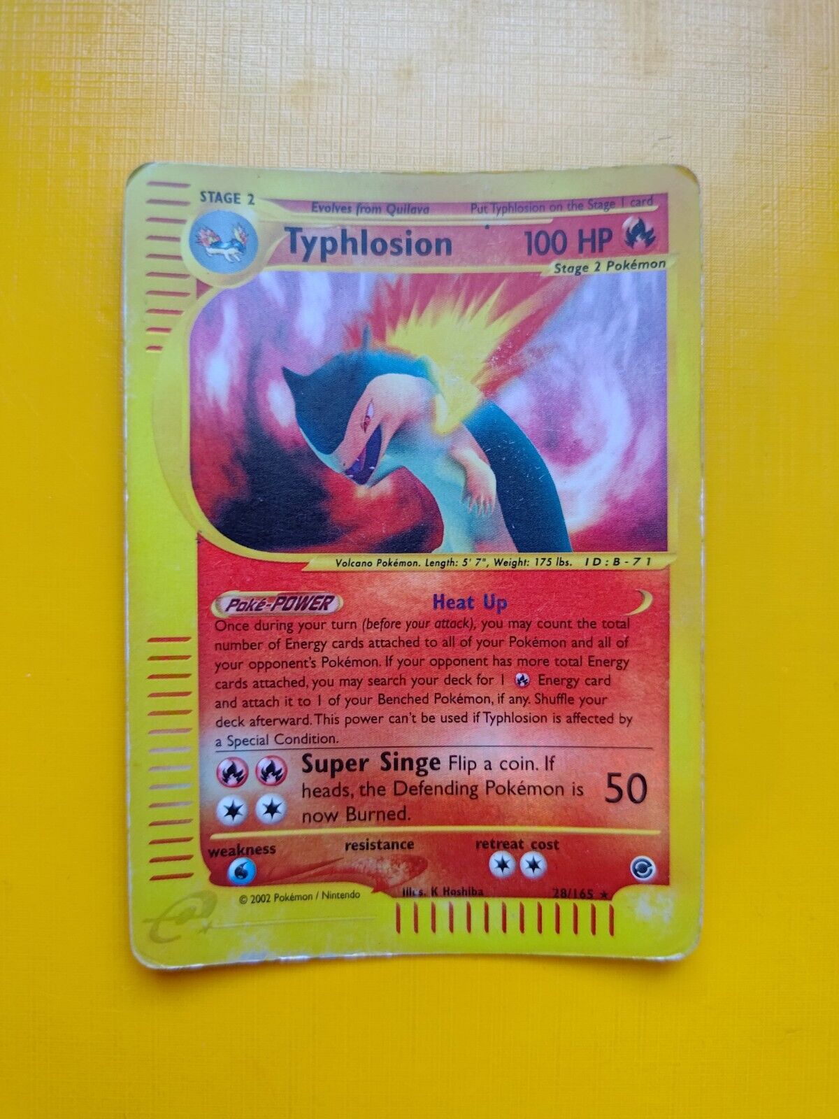 Pokemon Card Typhlosion 28/165 - ENG Expedition REVERSE HOLO - Rare - No Shining