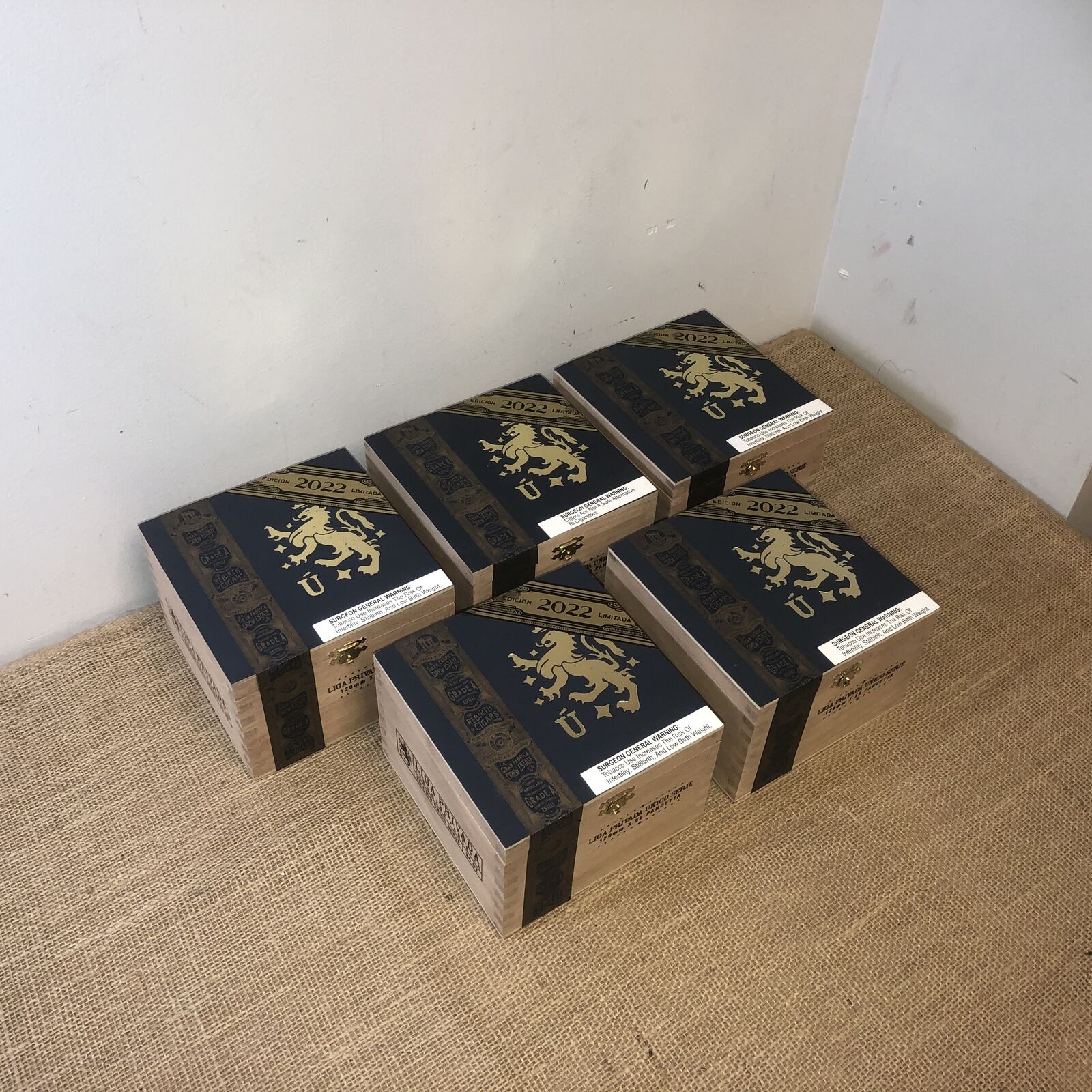 Lot of 5 Liga Privada Pancetta Empty Wooden Cigar Boxes 6x6x4 #11