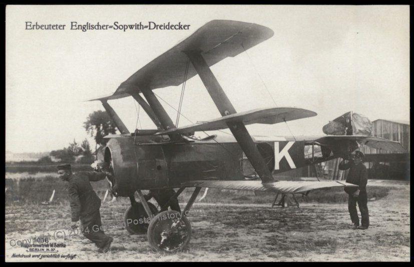 Germany Sanke 1036 Captured English Sopwith Triple-Decker Airplane  RPPC 64668