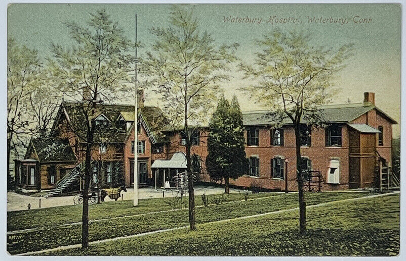 Waterbury, Connecticut Hospital, Horse-Drawn Carriage - 1911 Postcard