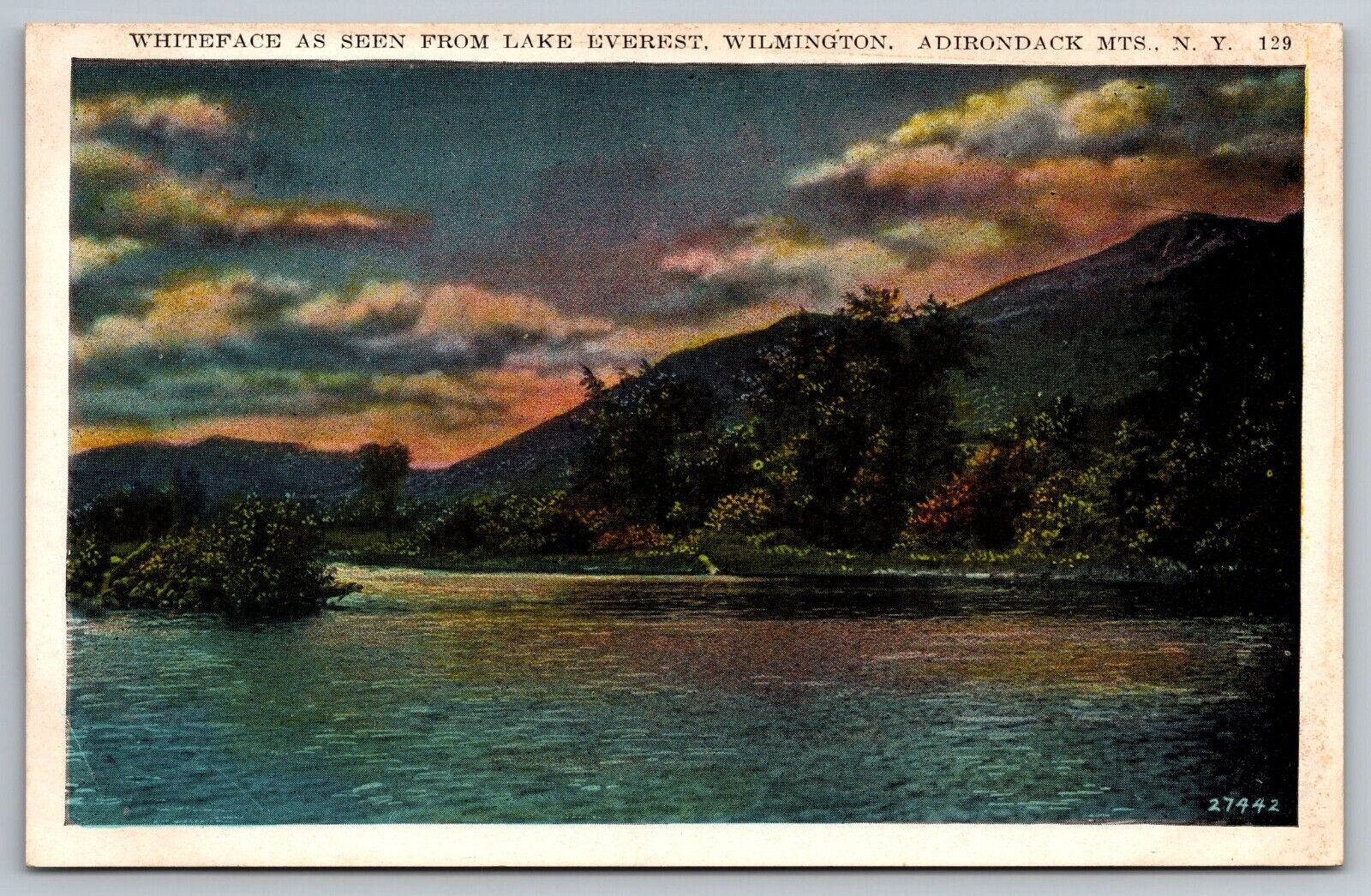 Whiteface as seen from Lake Everest. Wilmington. New York Postcard