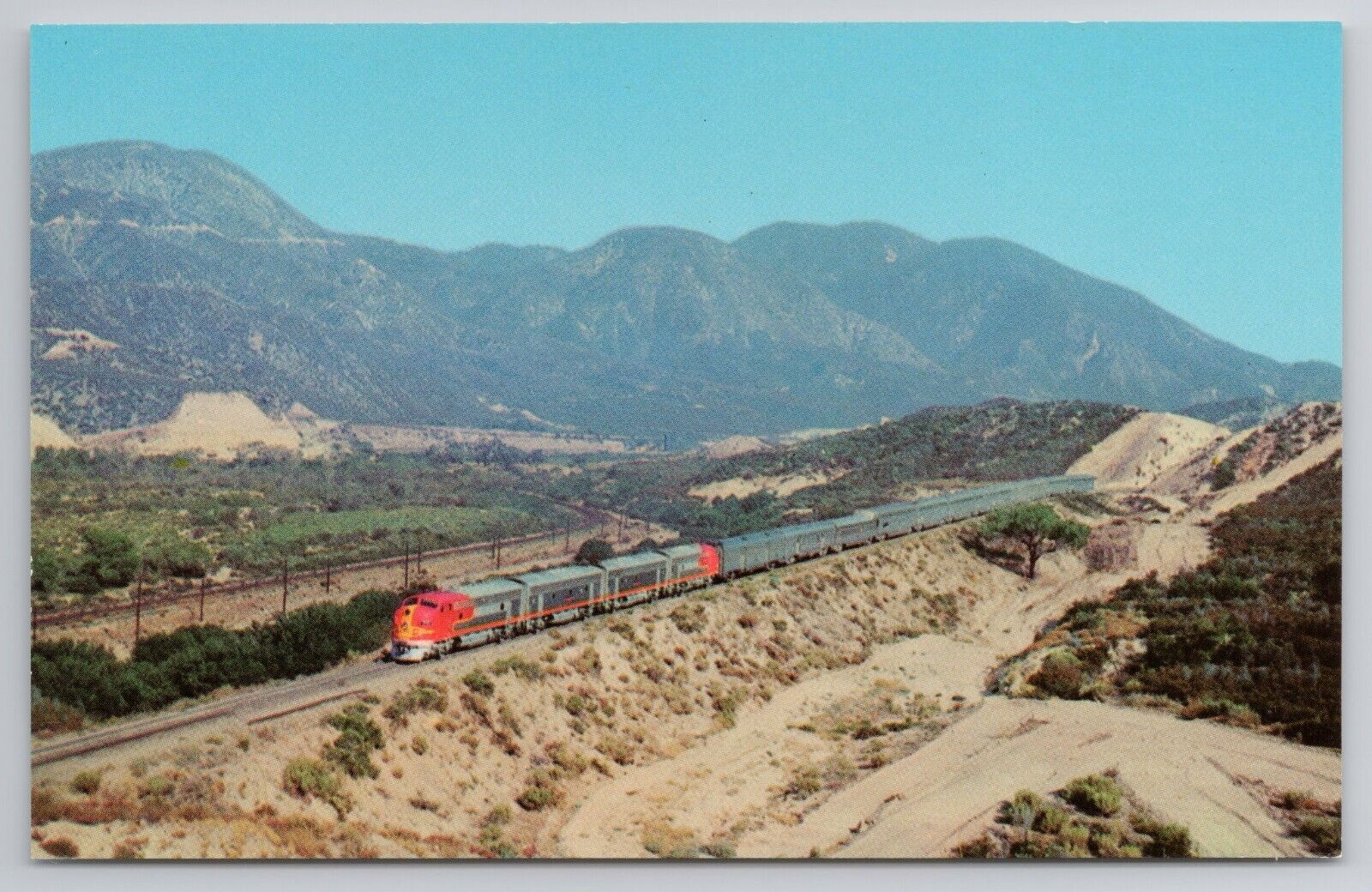 1957 Postcard Santa Fe\'s Streamliner The Hi Level El Capitan San Bernardino CA