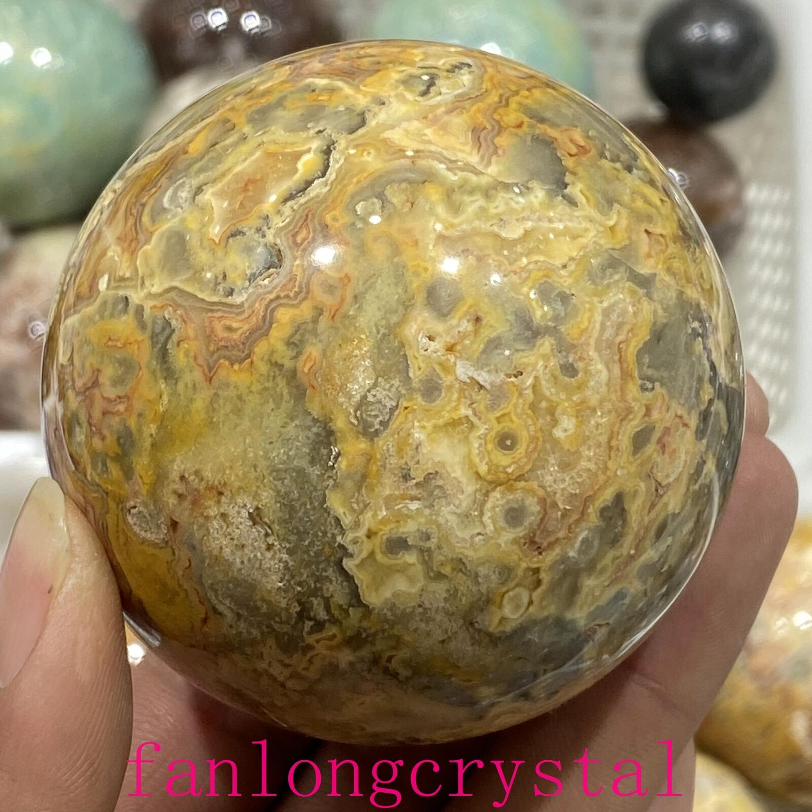 Wholesale 1pc Natural Crazy agate Ball Quartz Crystal Sphere Reiki Healing 55mm