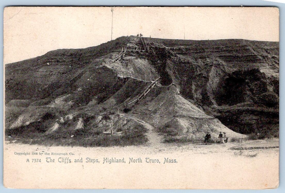 1905 THE CLIFFS & STEPS HIGHLAND NORTH TRURO MA ROTOGRAPH POSTCARD