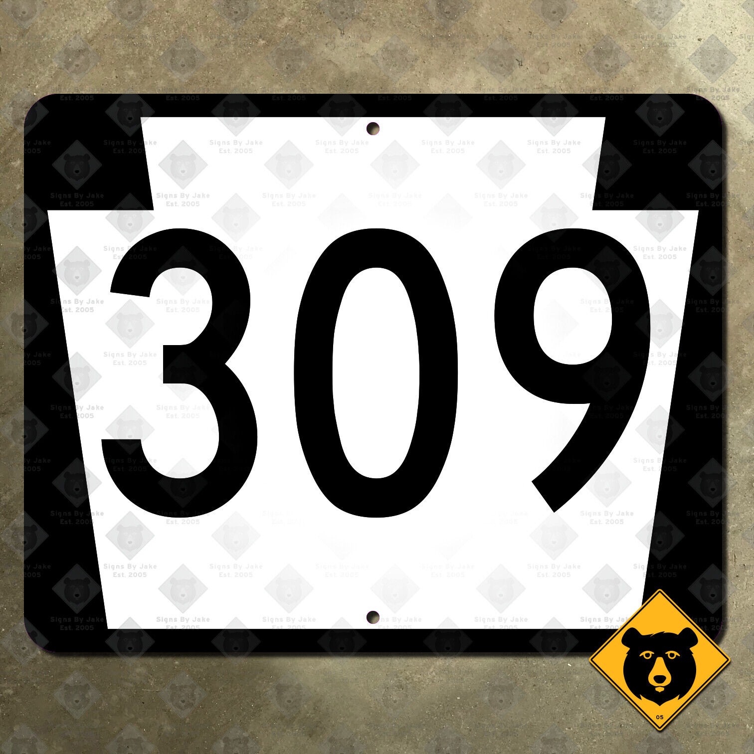 Pennsylvania state Route 309 highway road sign 1961 Philadelphia Allentown 12x9