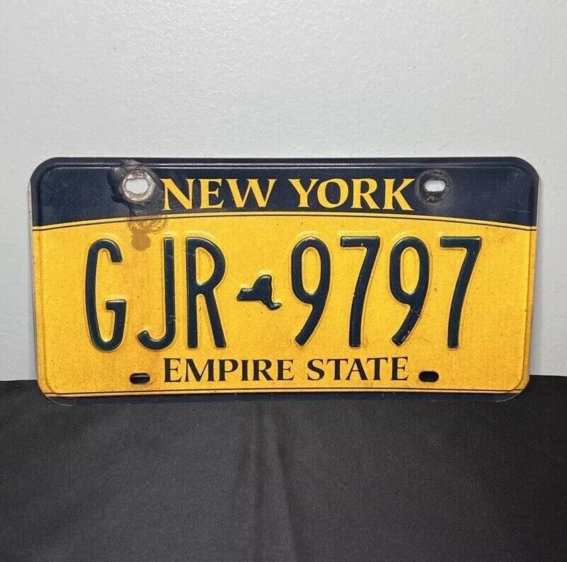 New York Empire State Navy Blue/Yellow License Plate #GJR-9797 NY Decor Craft