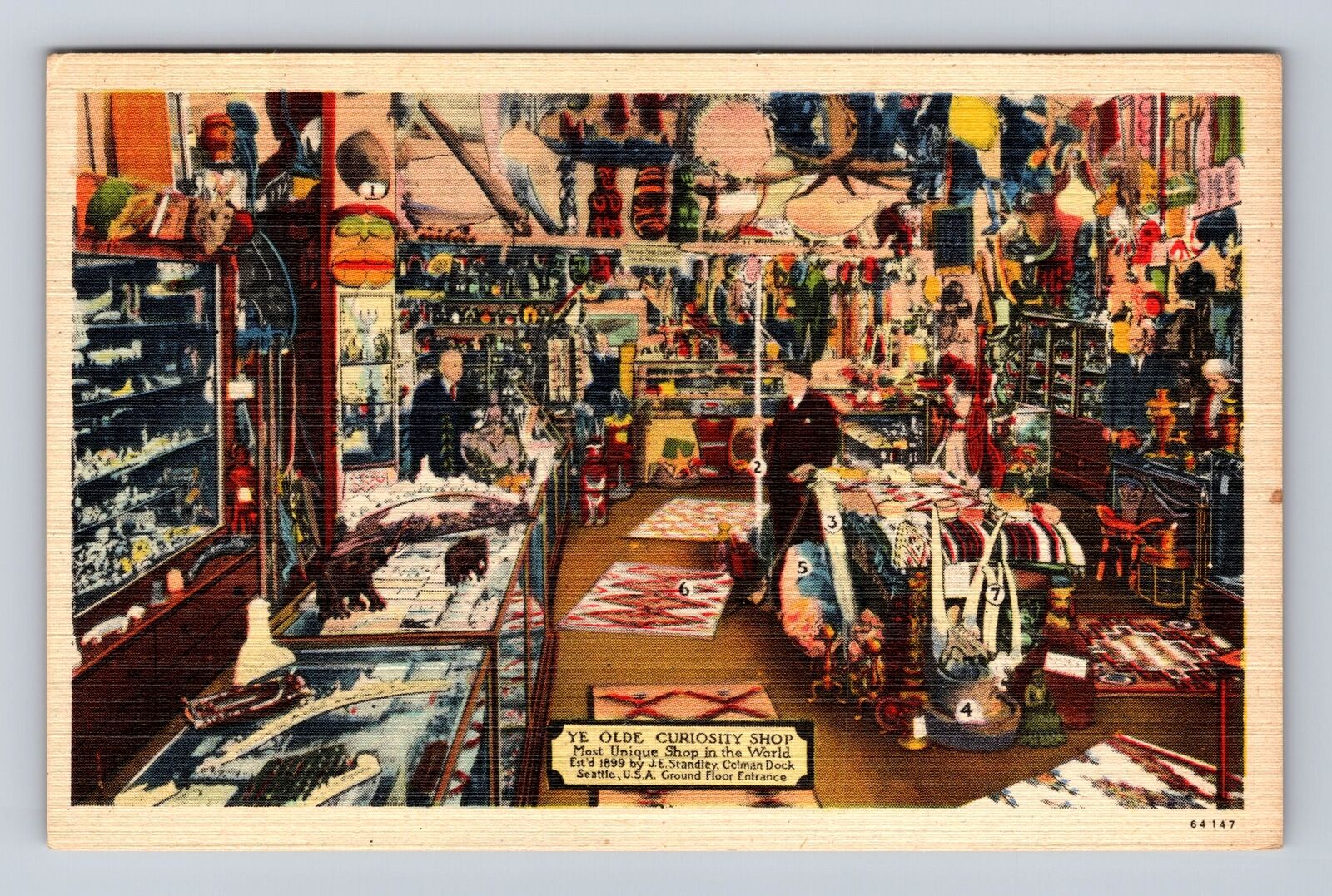 Seattle WA-Washington, Ye Olde Curiosity Shop, Inside Shop View Vintage Postcard