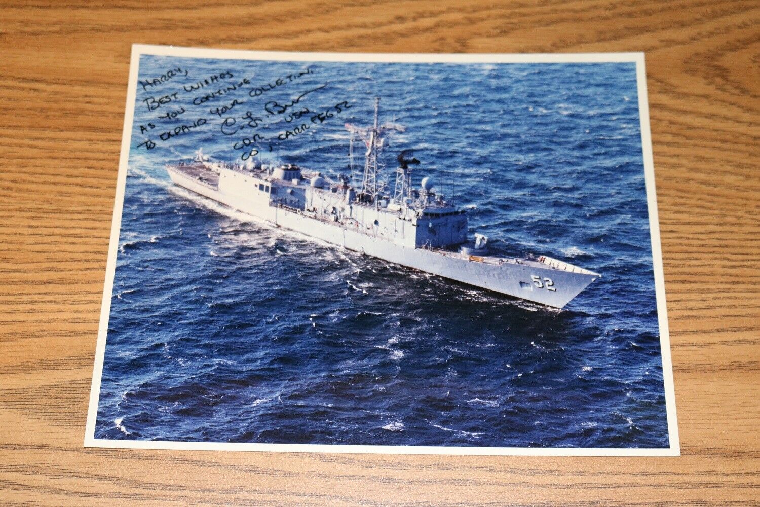 PHOTO Navy 8x10 Signed USN Captain - USS Carr FFG-52 Carradean Lynn Brown