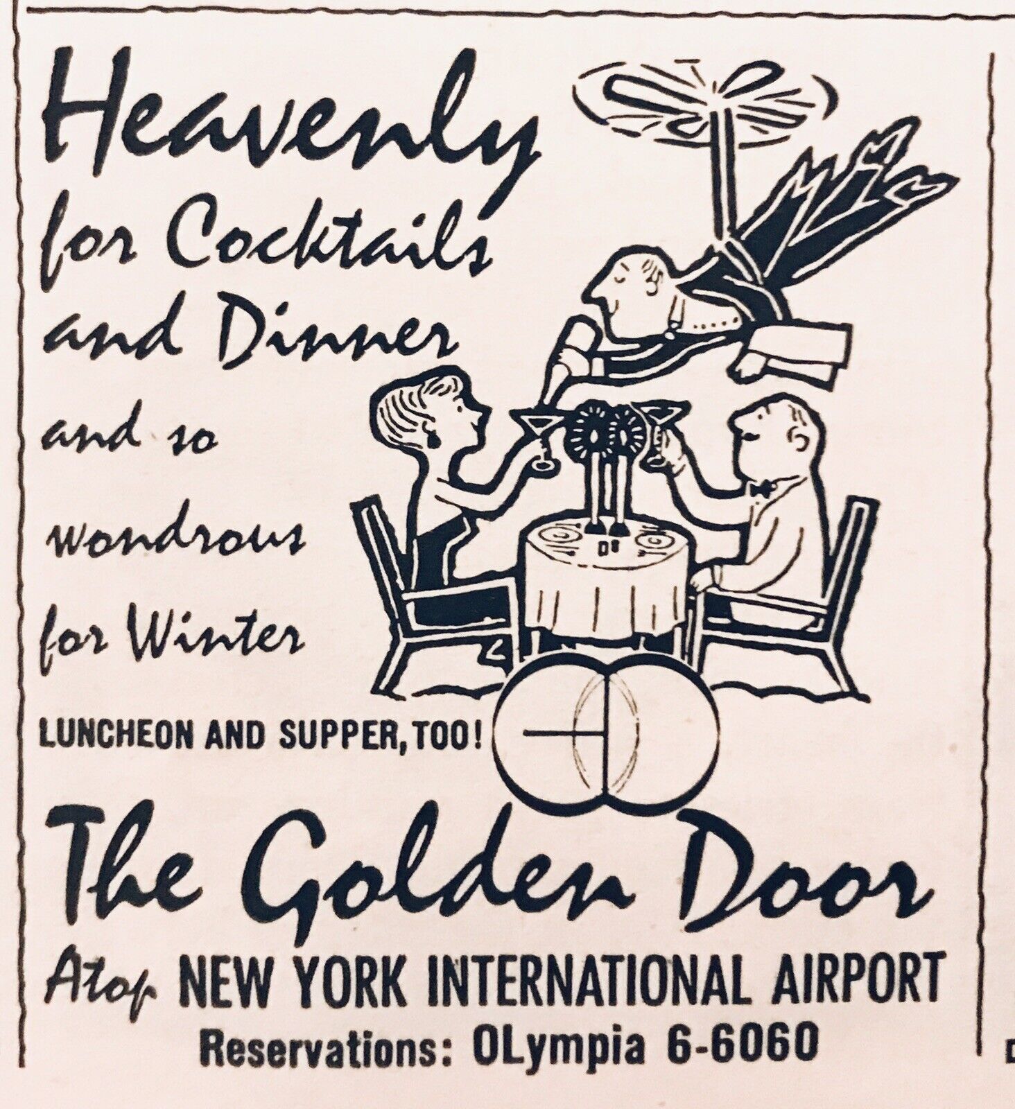 1958 Atop New York International Airport Golden Door Restaurant Bar 2.5\
