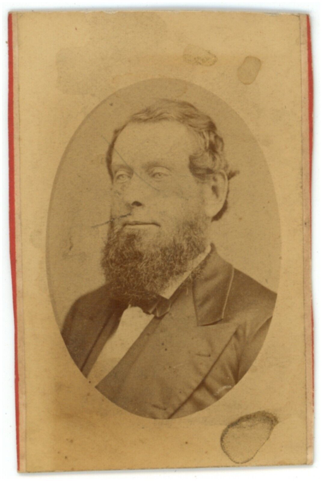 Antique Named CDV Circa 1870\'S John Cooper Handsome Man With Beard Providence RI