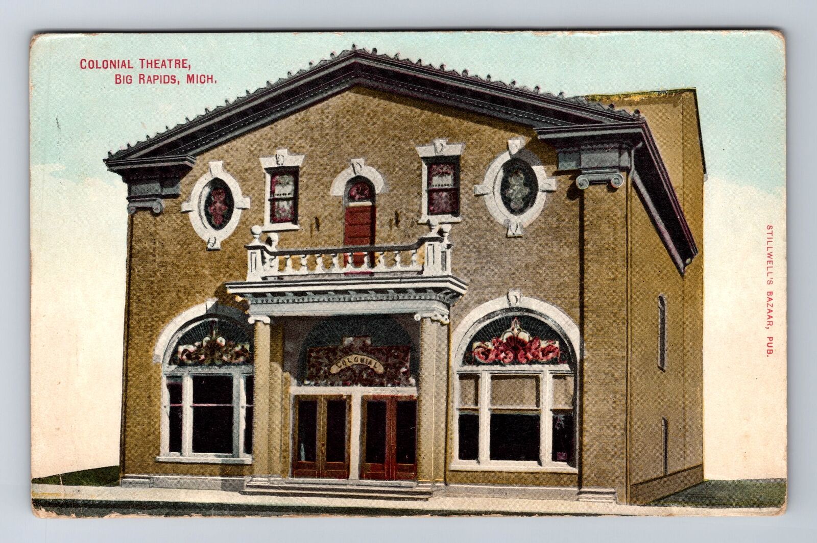 Big Rapids MI-Michigan, Colonial Theatre, Antique, Vintage c1912 Postcard