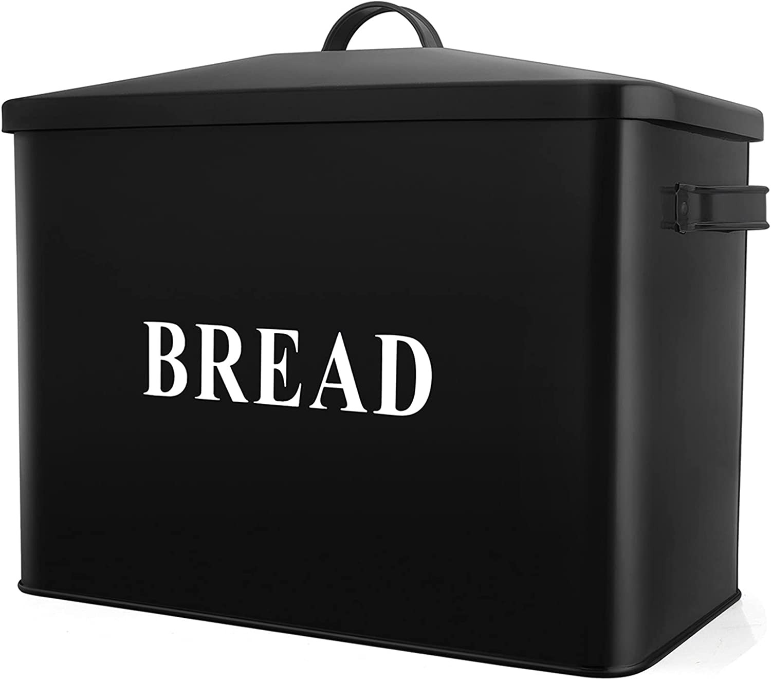 P&P CHEF Extra Large Black Bread Box with Lid, Metal Bread Storage Container for