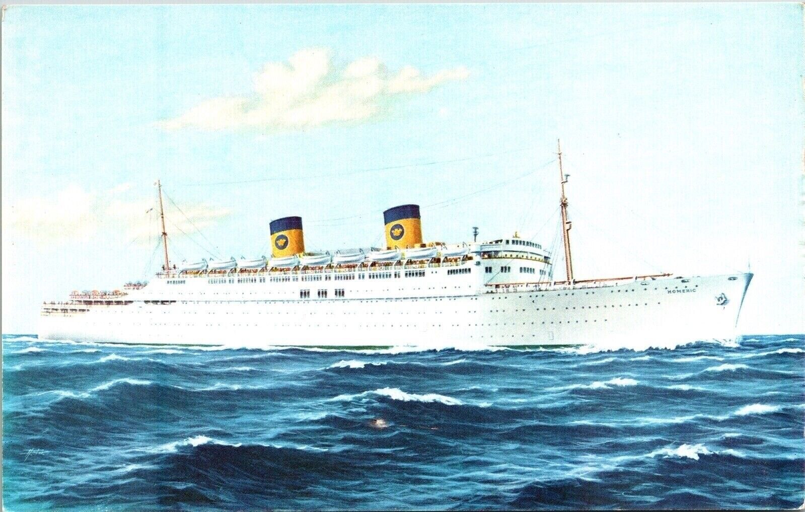 Home Lines Cruise Ship All Italian Crew Panamanian Registry Postcard Note WOB PM