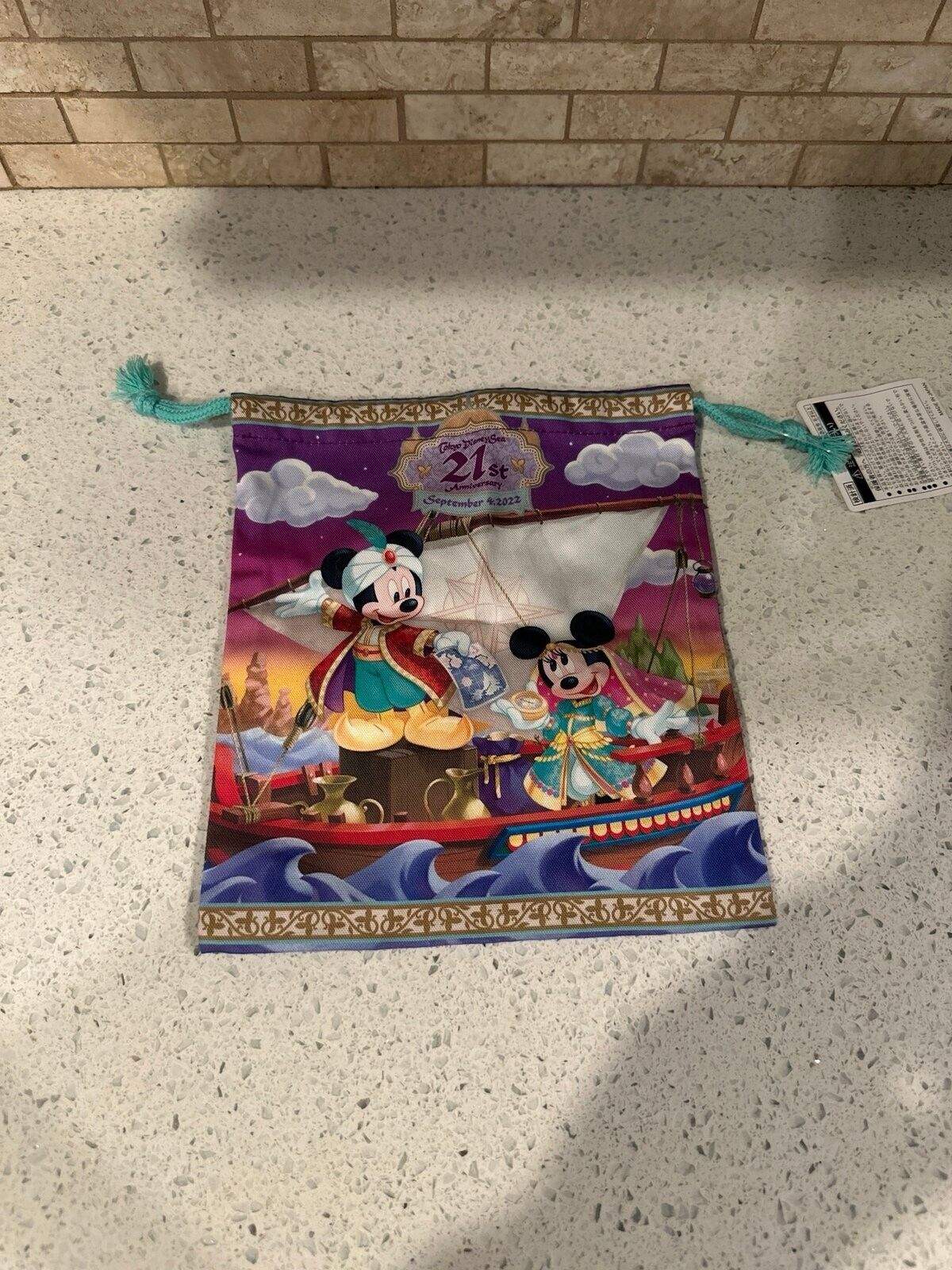 Tokyo DisneySea 21st Anniversary Souvenir Drawstring Bag b1