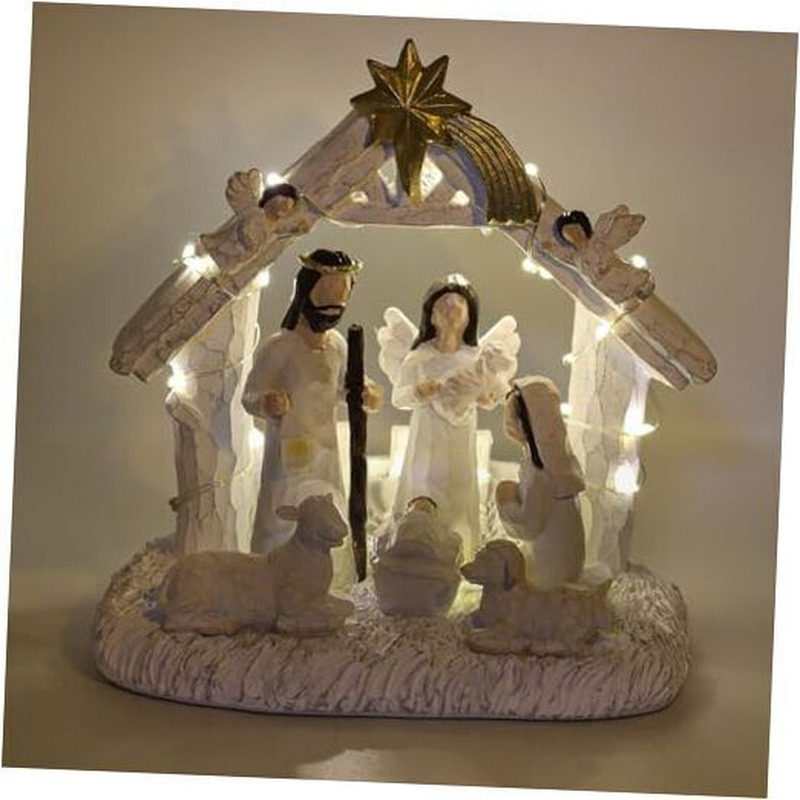 WANCHIY Nativity Sets Indoor- Nativity Set with LED String Lights, Nativity