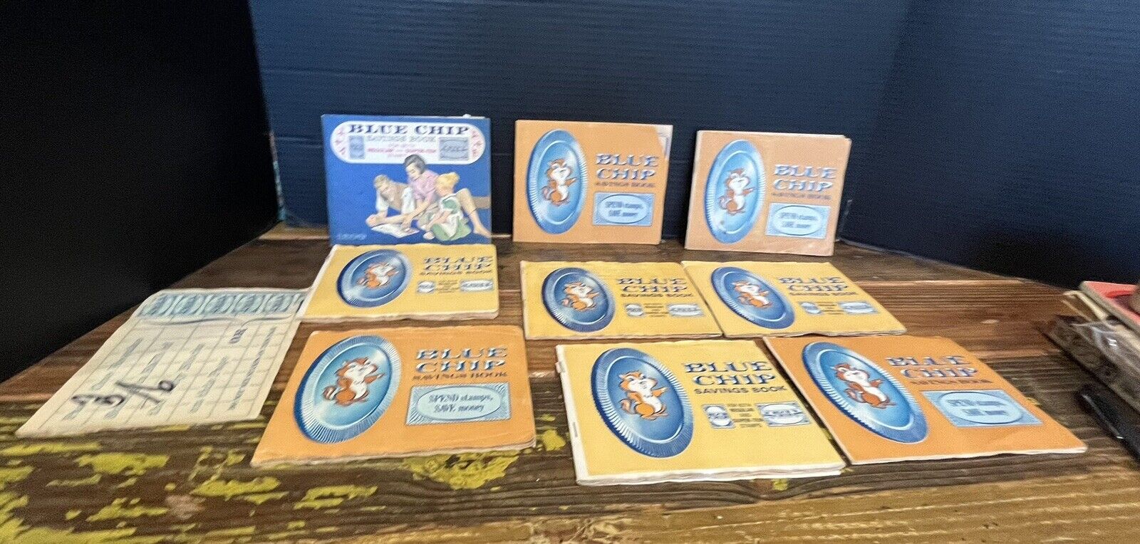 Lot of 9 Vintage Blue Chip Stamp Savings Books