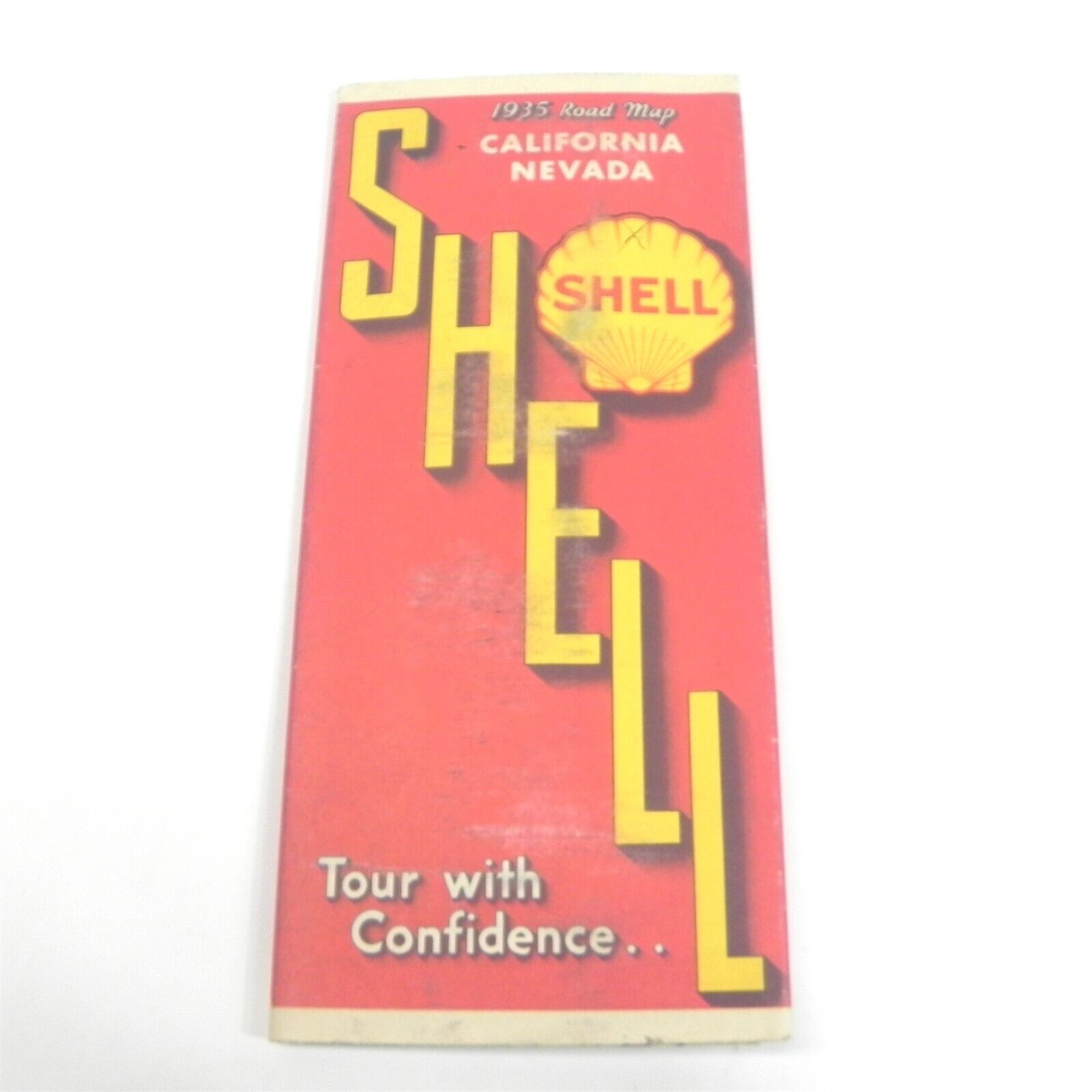 VINTAGE 1935 SHELL OIL COMPANY MAP OF CALIFORNIA NEVADA TOURING GUIDE GAS OIL
