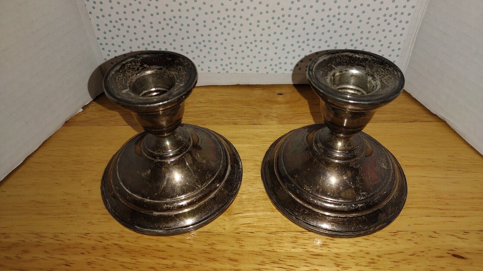 Vintage Pair Of Preisner Sterling Weighted Candlestick Candle Holders 