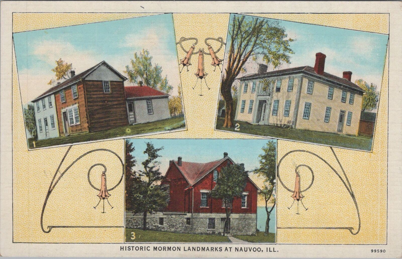 Postcard Historic Mormon Landmarks at Nauvoo IL 