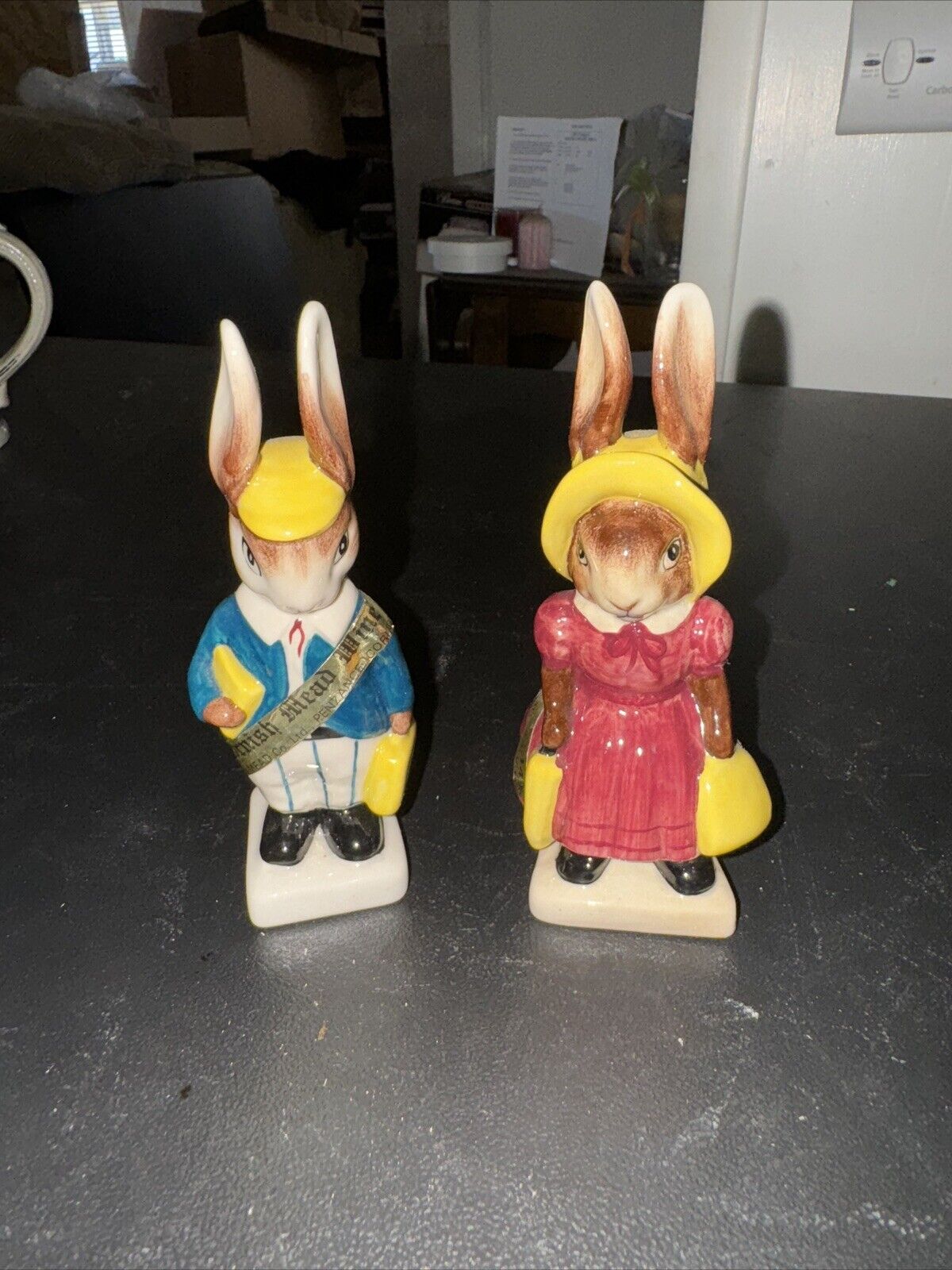 Bunny Rabbit School Boy and Girl Figurines from Artone, England Collectible MCM