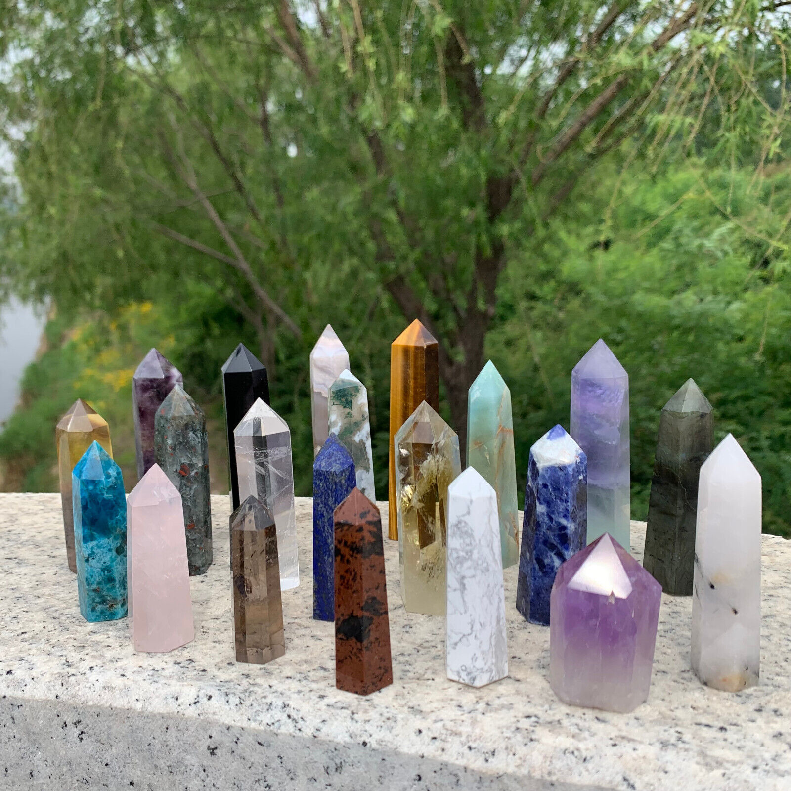 21pcs Natural crystal tower quartz obelisk crystal WAND point healing random
