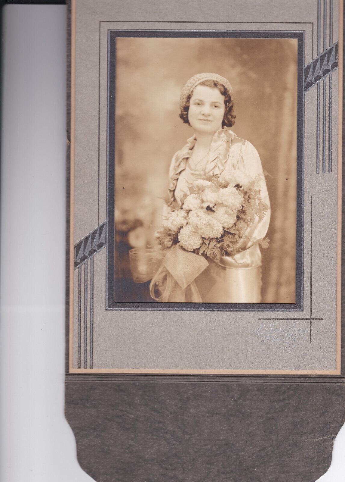 VINTAGE PHOTOGRAPH. Circa 1930s? Girl With Flowers