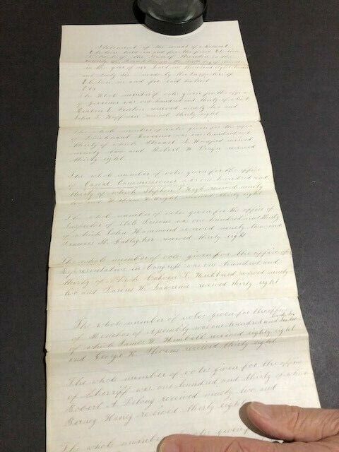 1866 Hand Written Document Of Election Results Of Brandon Of Franklin County---