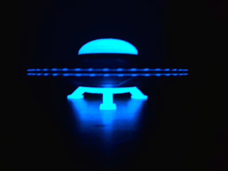 Alien Spacecraft Flying Saucer Area 51 Glow in the Dark Blue
