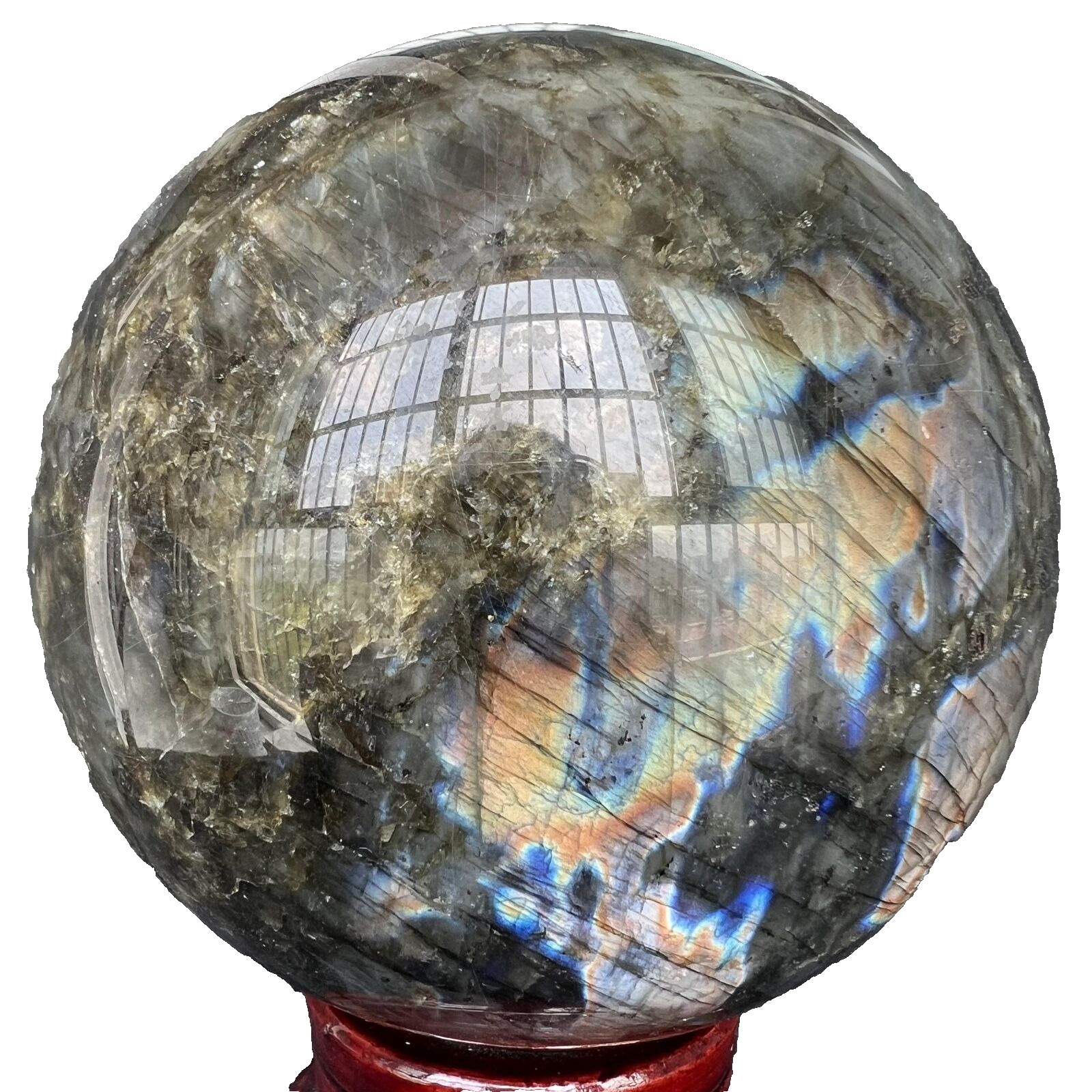 Natural Labradorite Quartz Sphere Crystal Ball Jewel Rainbow Reiki Healing 2004G