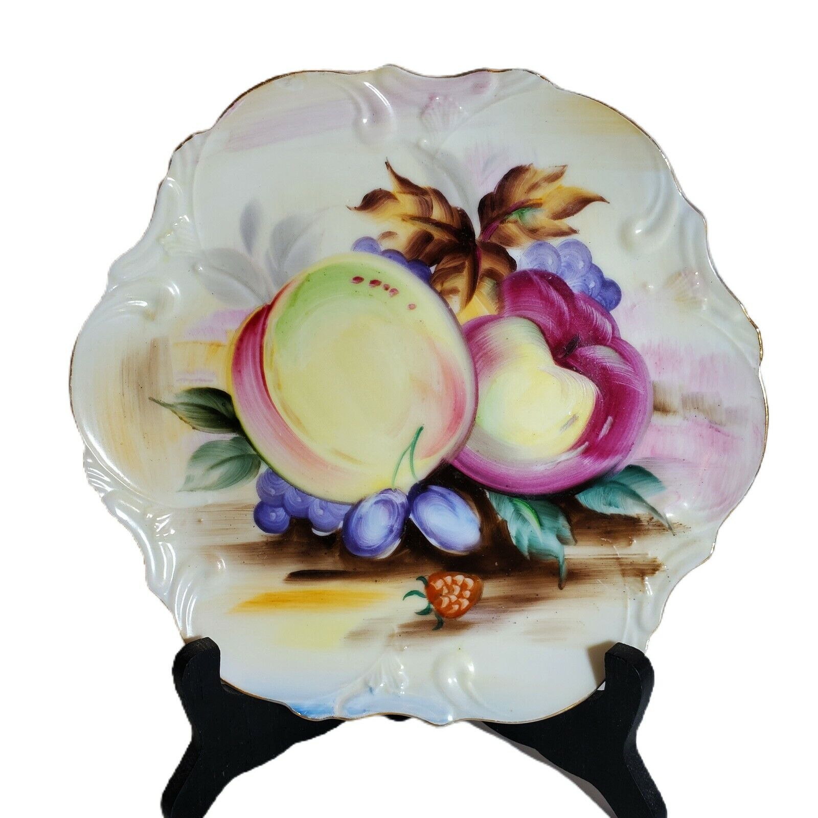 ARCO Fine Quality Dallas Decorative Plate Fruit Peach Apple Grapes Hand Painted