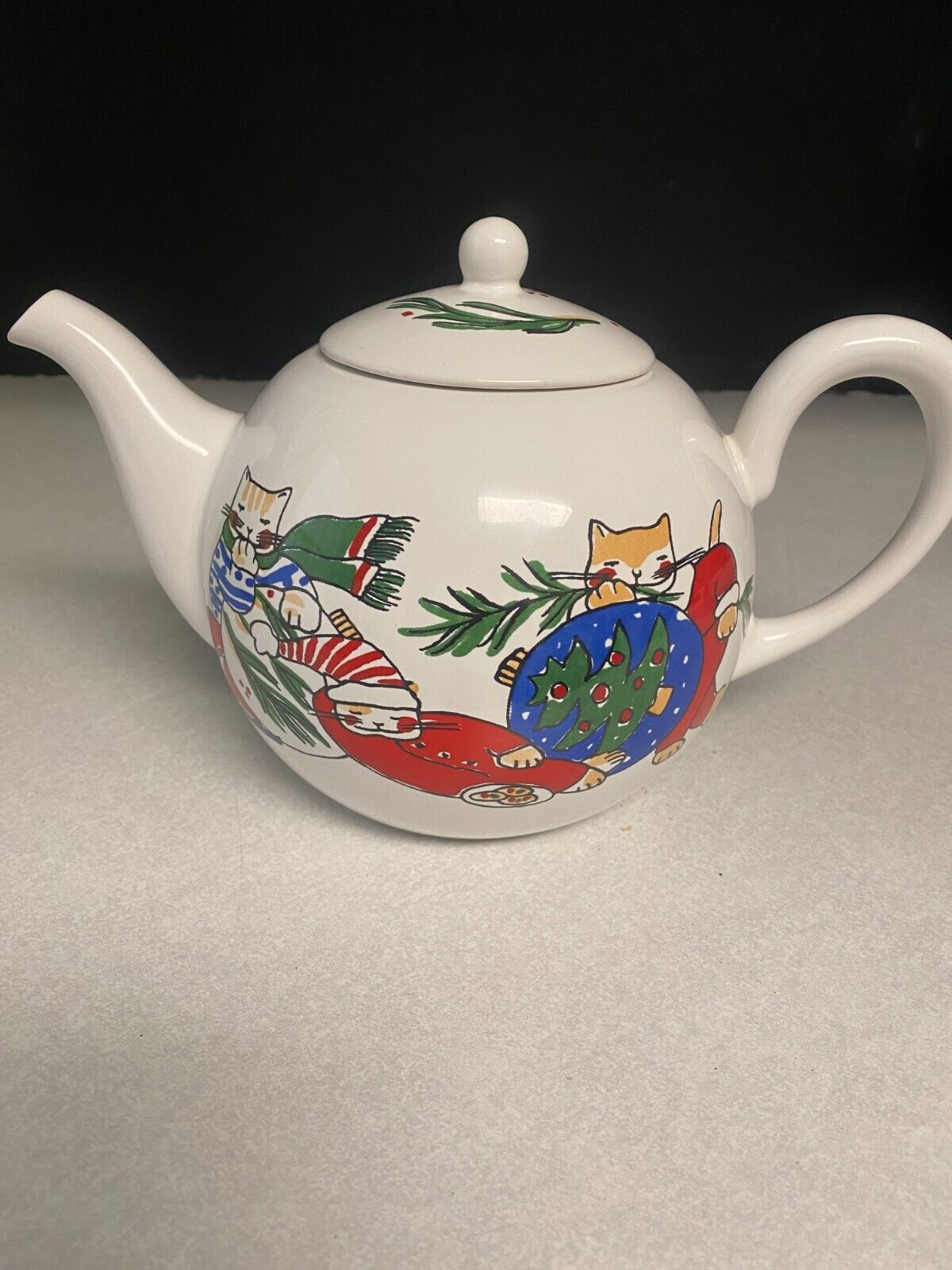Feline Festivities Market by PORTA Ceramic Teapot