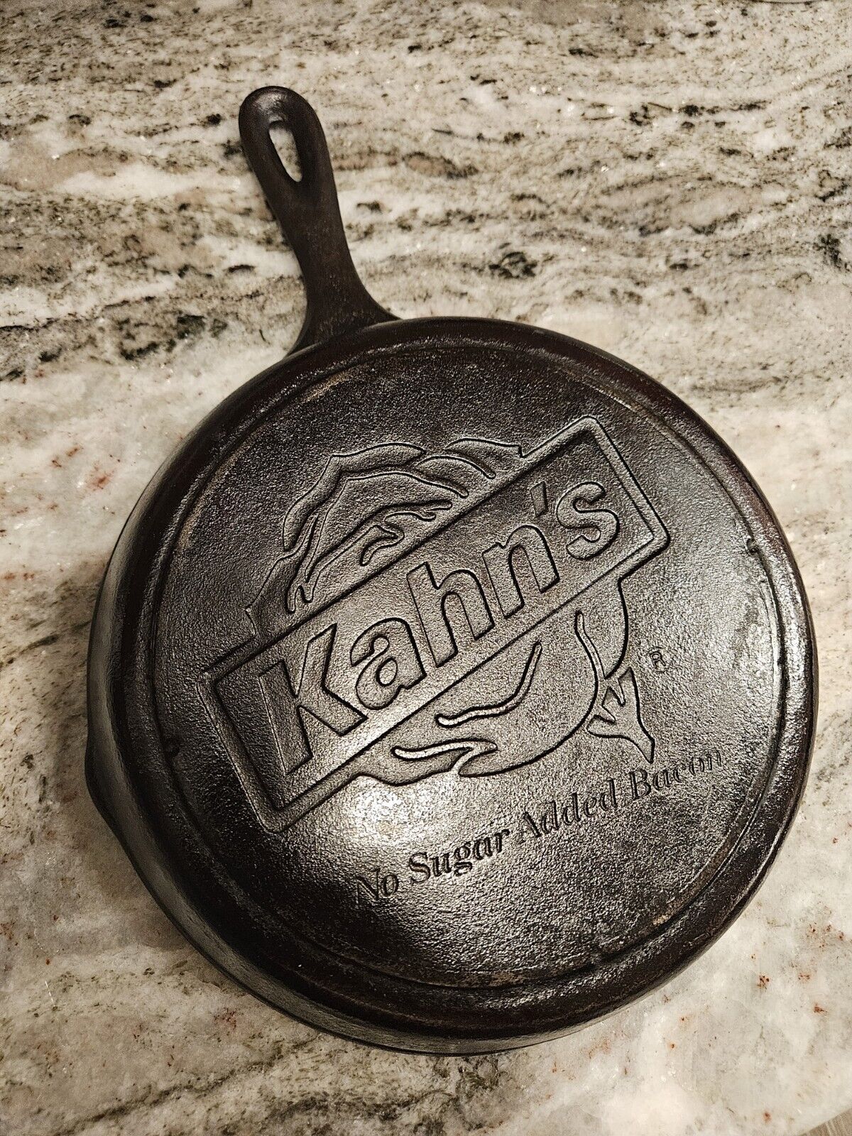 Kahn\'s Bacon Lodge Cast Iron Skillet 10 Inch - Rare Vintage Advertising Cookware