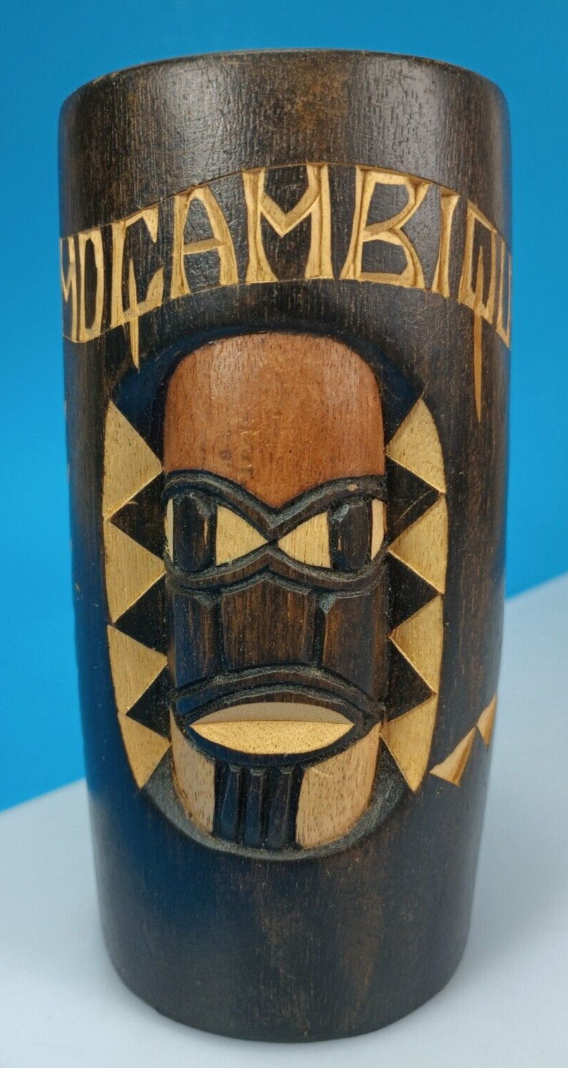 Mozambique, Africa Hand Carved Wooden Tourist Cup Souvenir.
