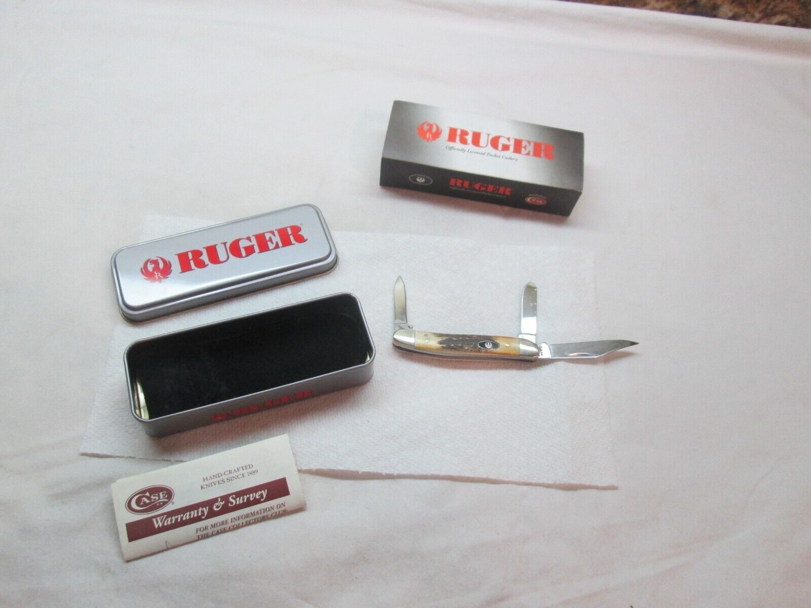 Case XX Ruger BRNT Stag STOCKMAN  Knife 2005 Genuine Stag & EXC COND