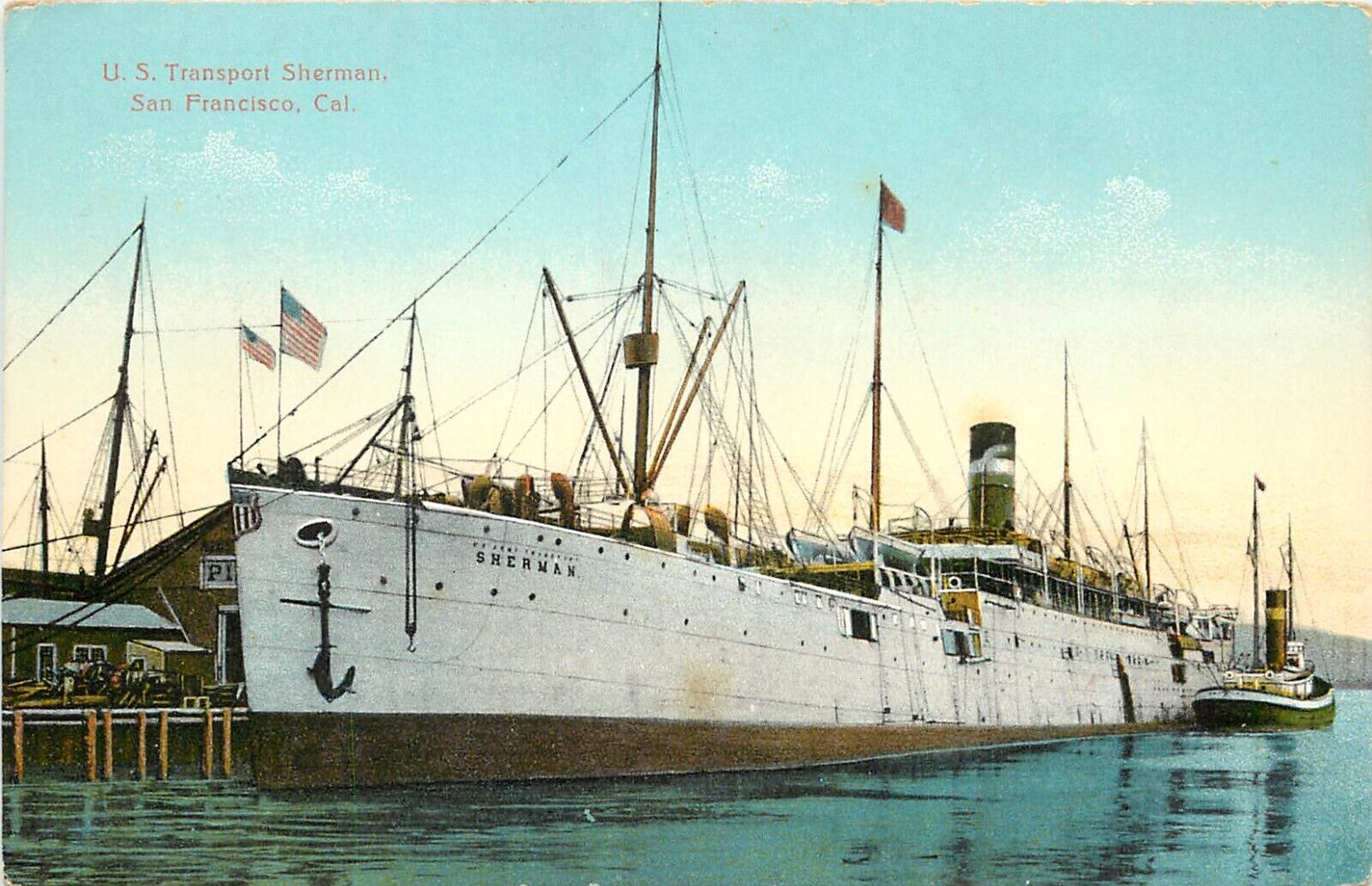 c1907 Postcard; US Transport Ship \