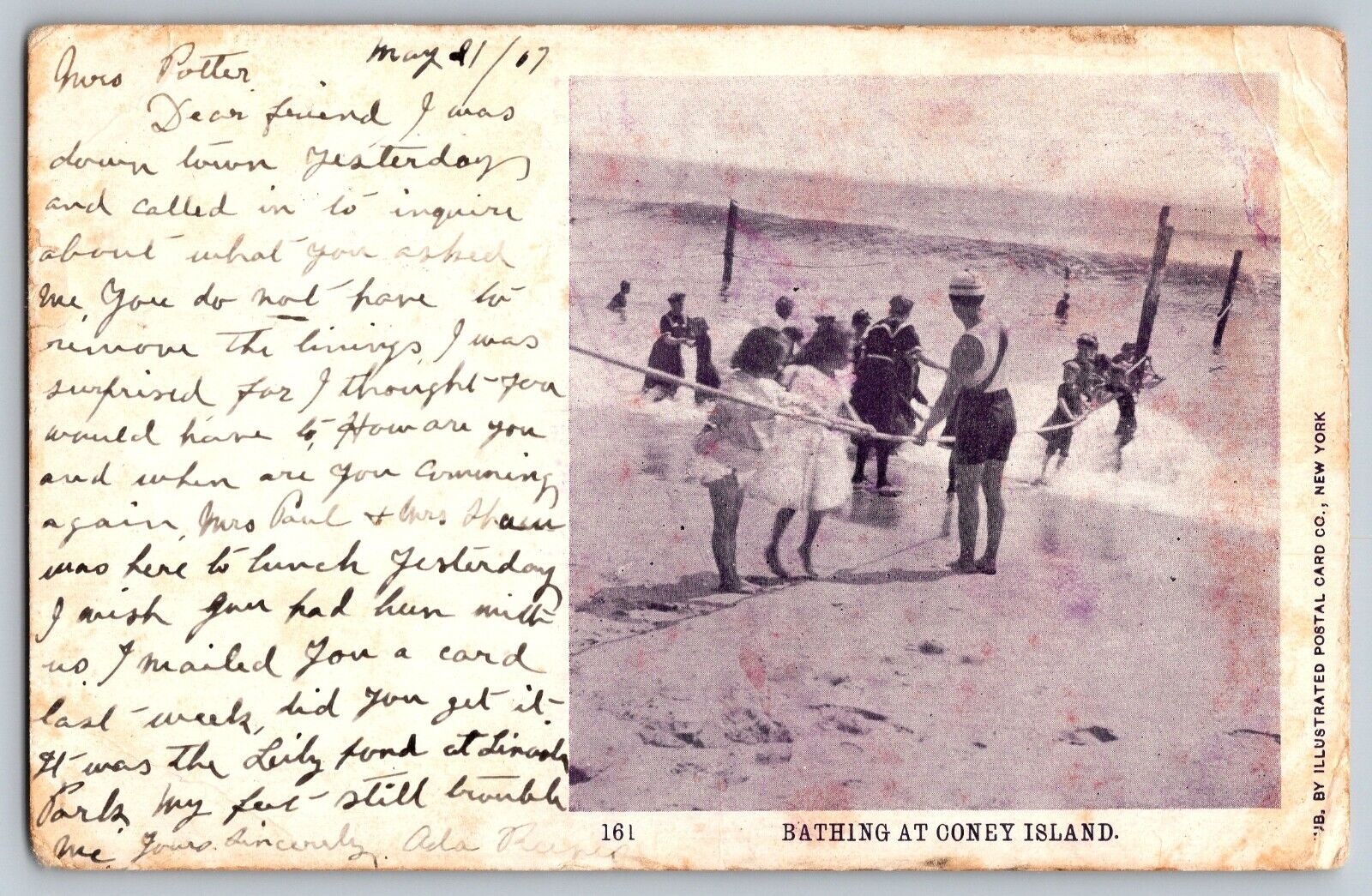 Coney Island, New York NY - Bathing Scene at Coney Island - Vintage Postcard