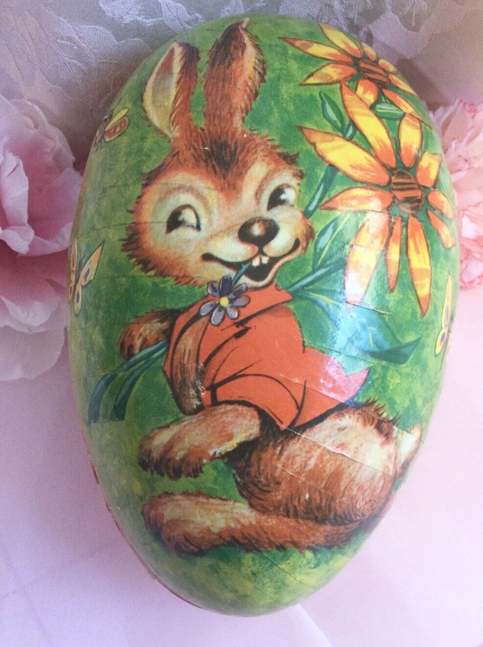 Very Large Papier Mache Easter Egg Western Germany 1950 7\