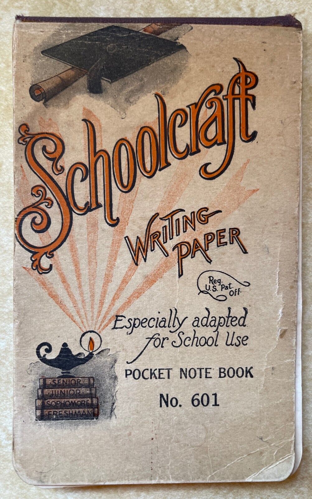 VINTAGE SCHOOLCRAFT WRITING PAPER, LARGE POCKET NOTEBOOK, NO. 601