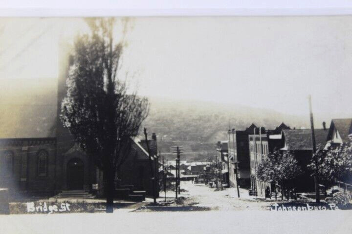 Antique RPPC 1900s unposted Real Photo Post Card Bridge St. Johnsonburg, Pa