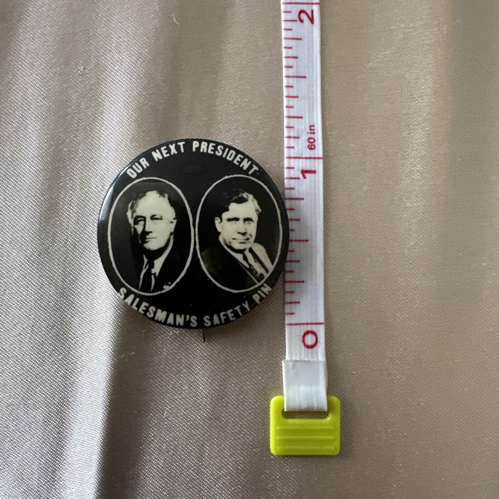 Vintage FDR & Willkie Presidential Political Pinback Salesman Safety Pin 1940