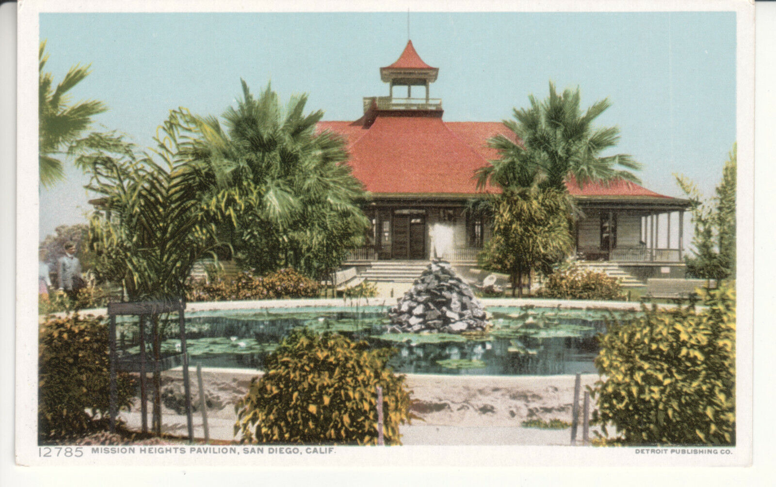 San Diego Ca California Mission Heights Pavilion Detroit Phostint Postcard c1910