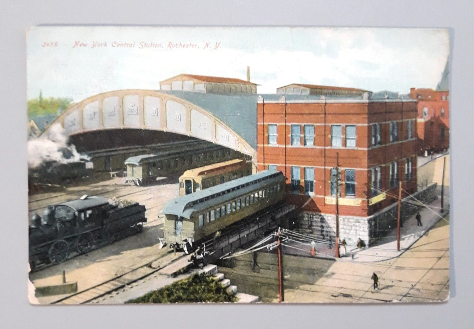 Vintage 1909 Postcard Rochester NY NEW YORK CENTRAL STATION Train Depot Railway