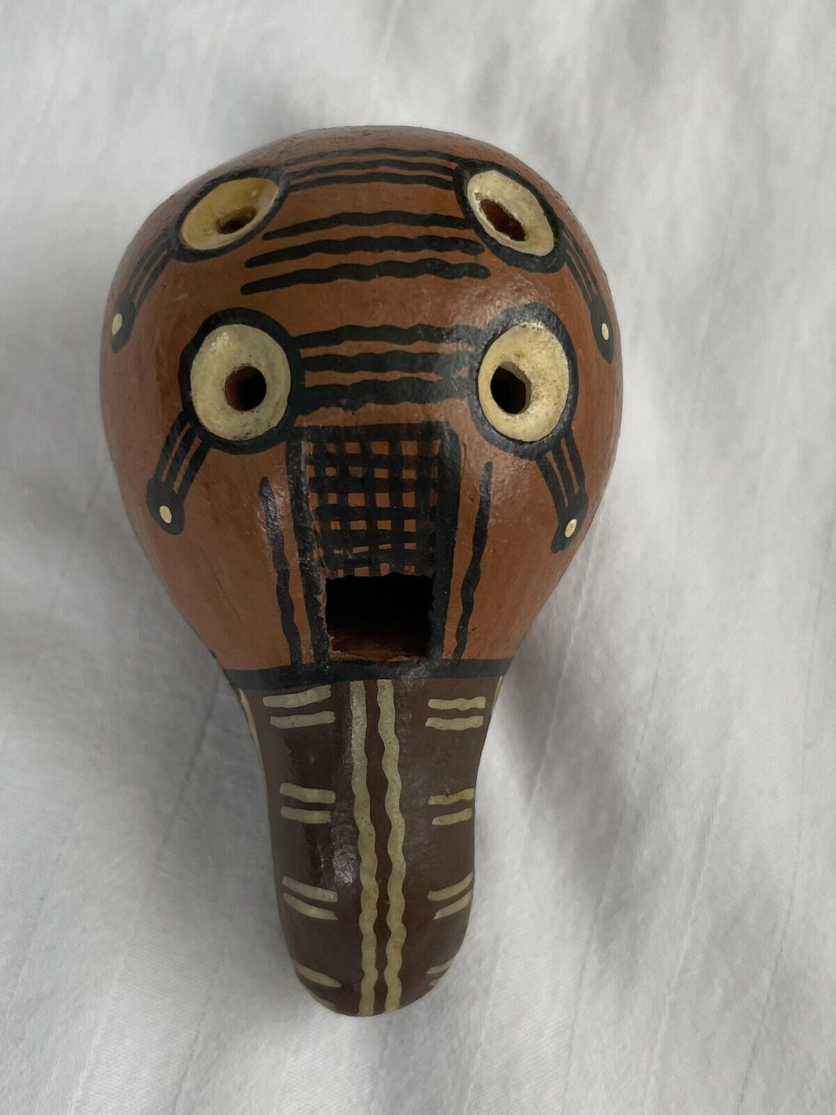 Hand-painted Vintage Mexican Carved Bird Whistle - wooden