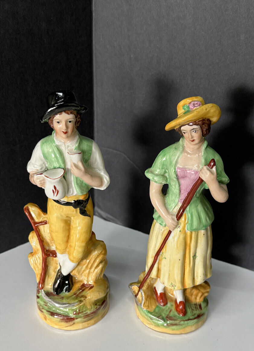 Magnificent 19th Century Boy And Girl Staffordshire Figurines