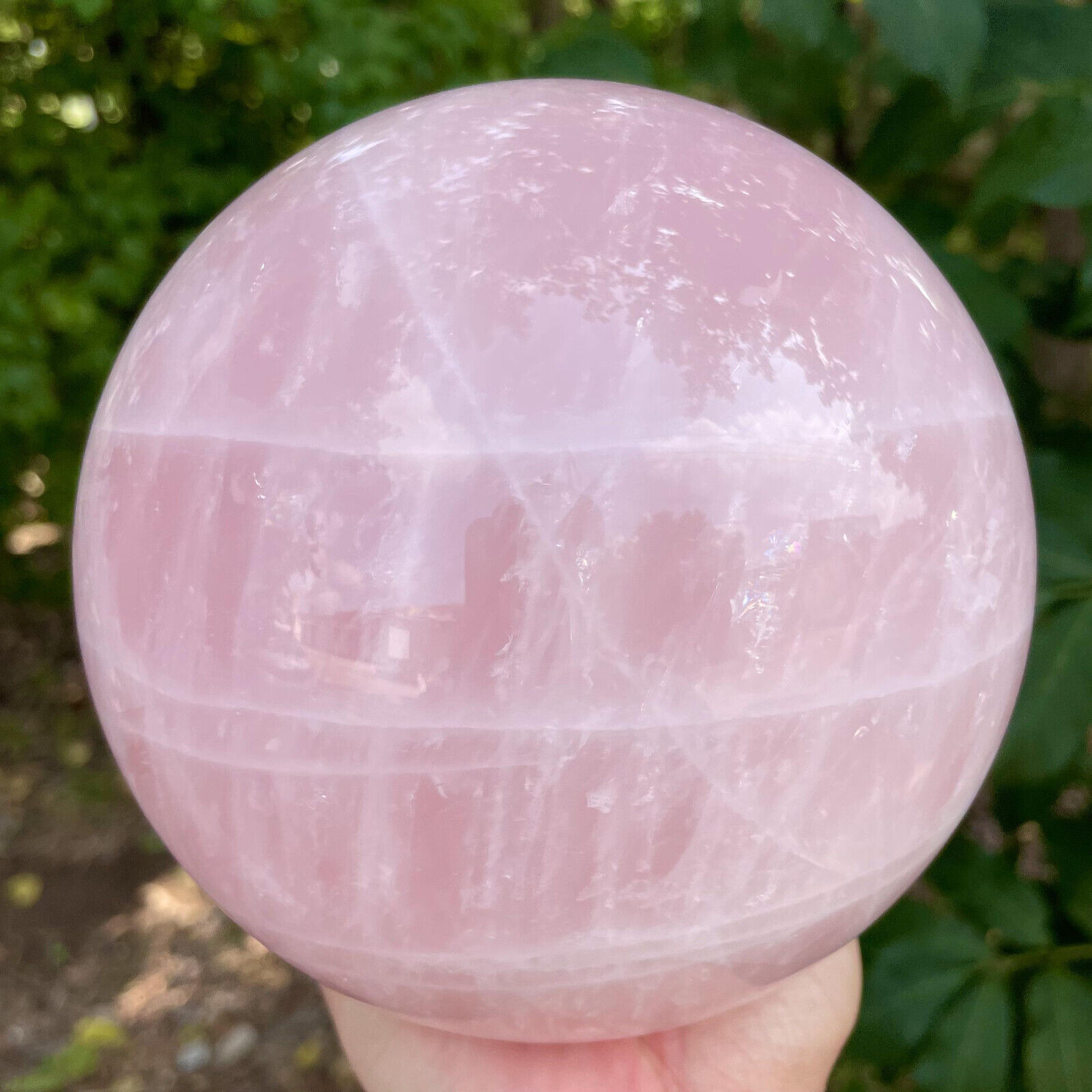 4360g Natural Hot Pink Rose Quartz Sphere Crystal Ball Reiki Healing