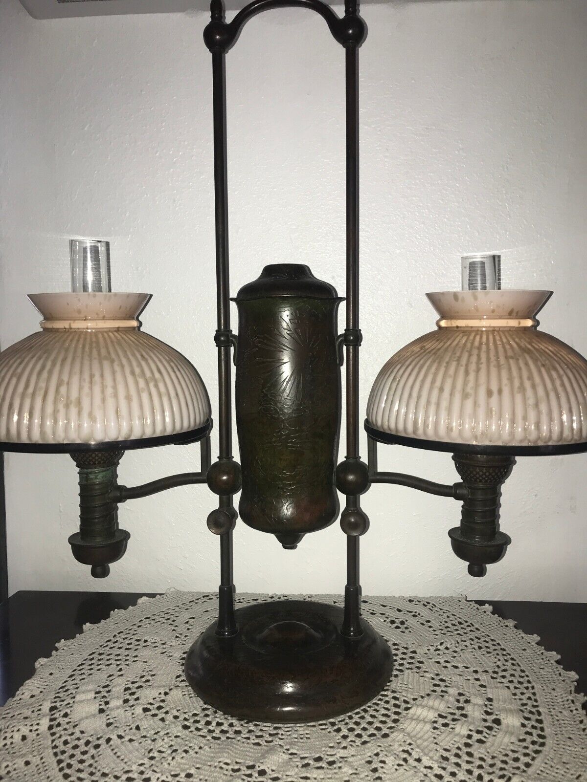 Antique Tiffany / Manhattan Brass Student Lamp