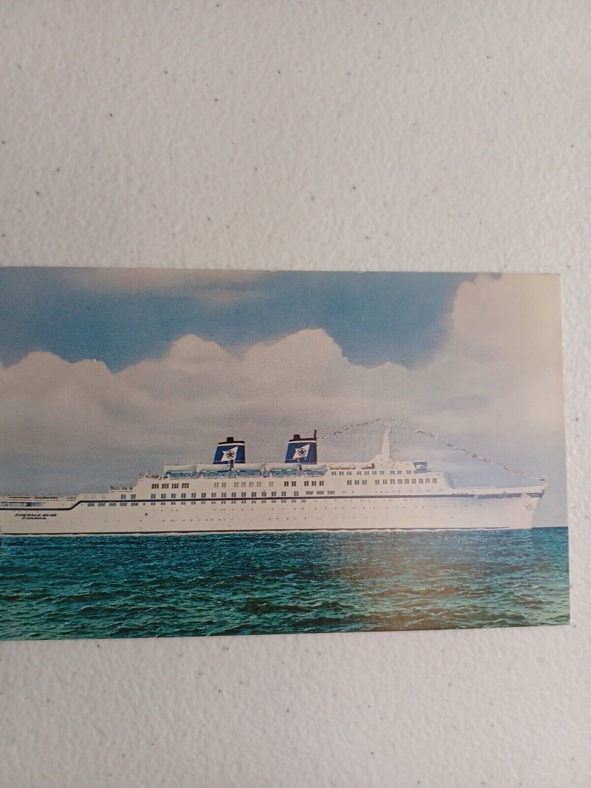 Vintage Postcard SS EMERALD SEAS Eastern Steamship Lines Cruises Ship at Sea