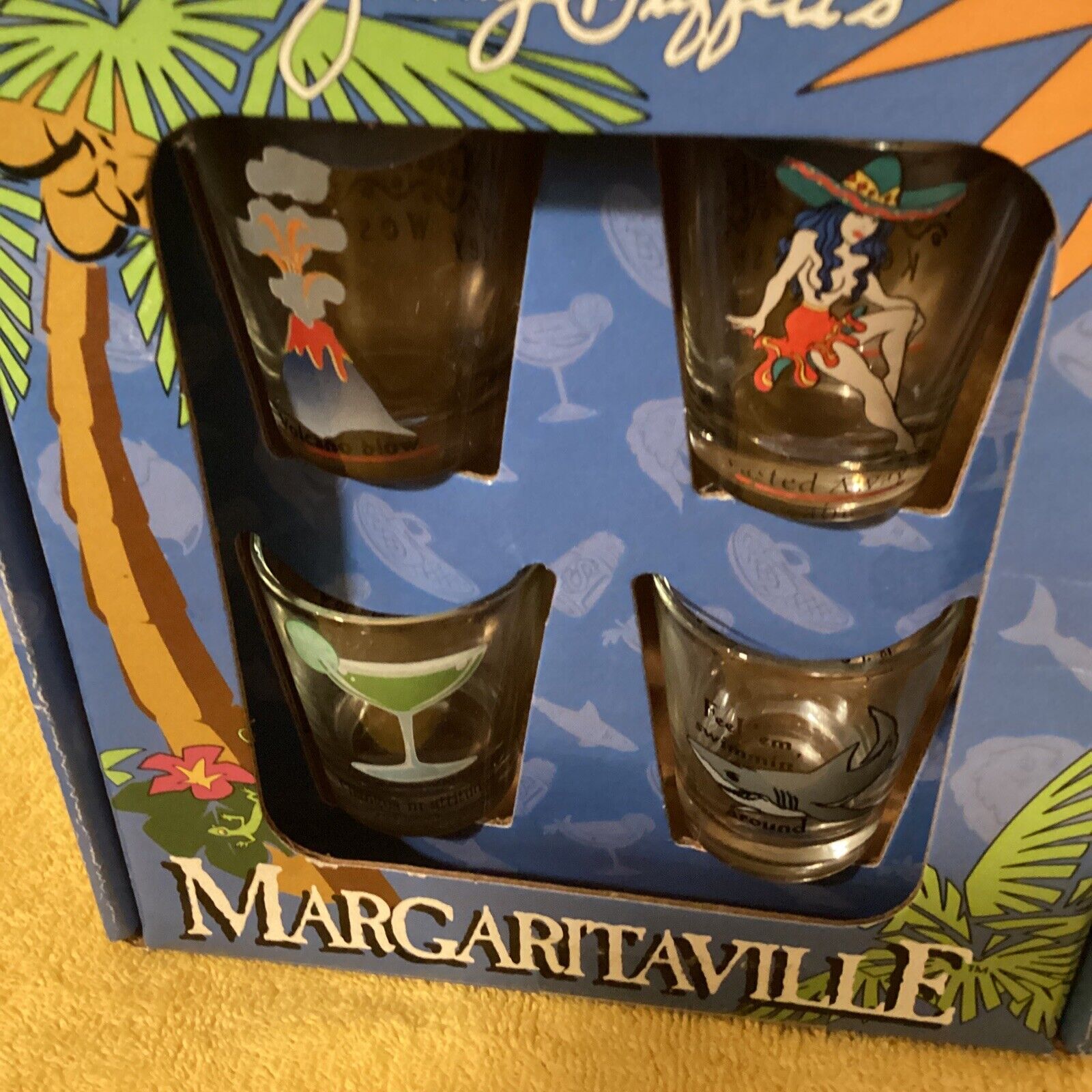 New Box Vintage Set Of 4 Jimmy Buffett’s Margaritaville  Key West Shot Glasses