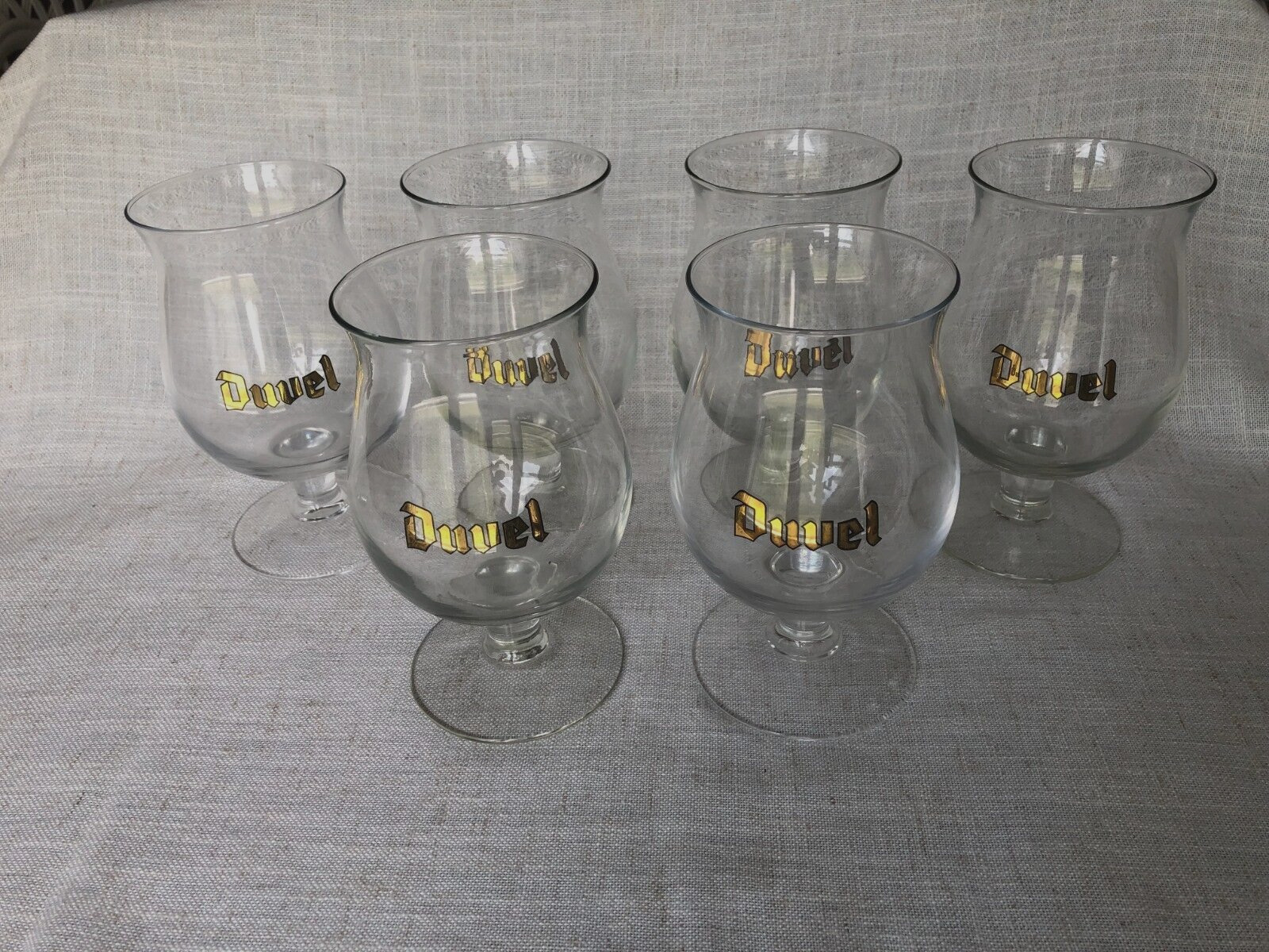 Durobor Duvel Tulip Glasses with Gold Plated Logo - Set of 6 - Pre-owned in Box